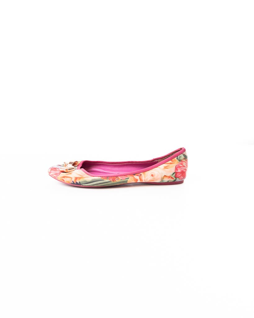 Ted Baker London Gold Bow Ballet Flats Shoes