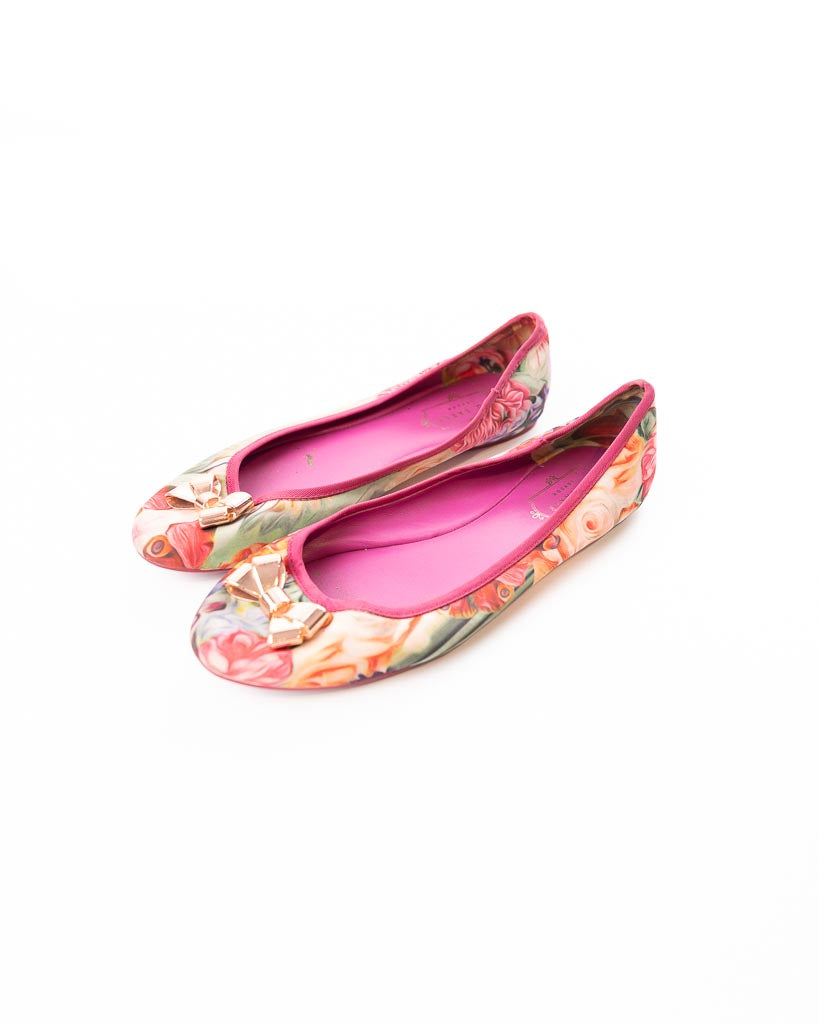 Ted Baker London Gold Bow Ballet Flats Shoes