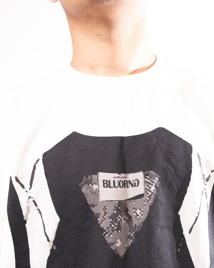 Bluorng cabil knit print Tshirt - White