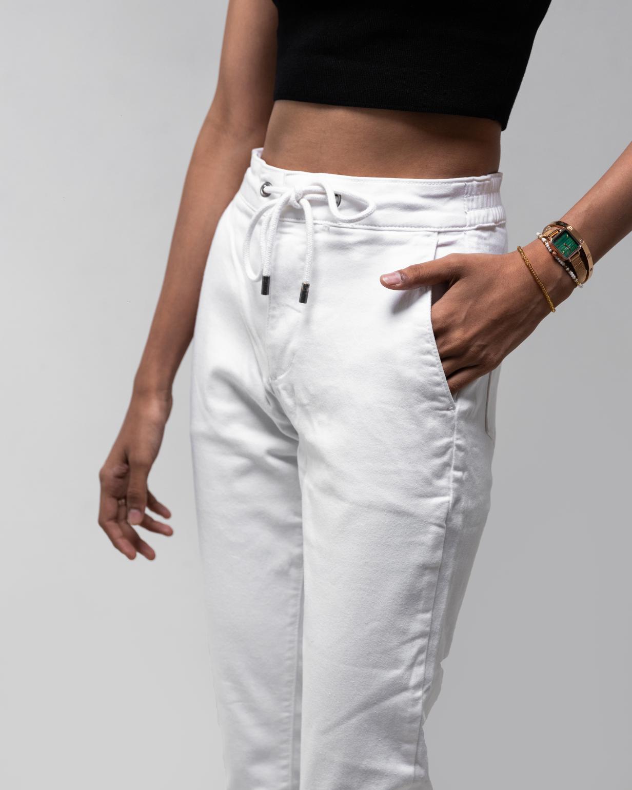 Paige Fraser Lyocell Blend White Pants