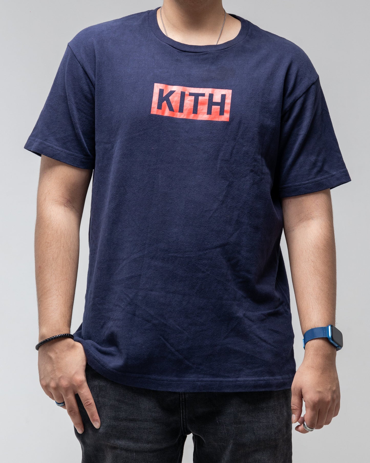 Kith Navy Tee Red Box Logo