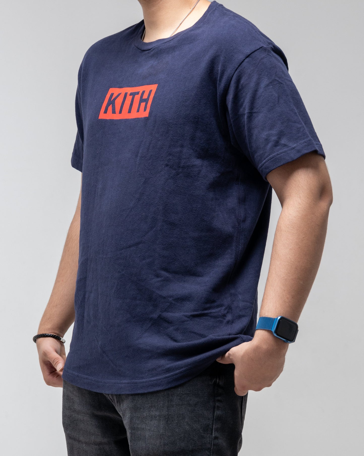 Kith Navy Tee Red Box Logo