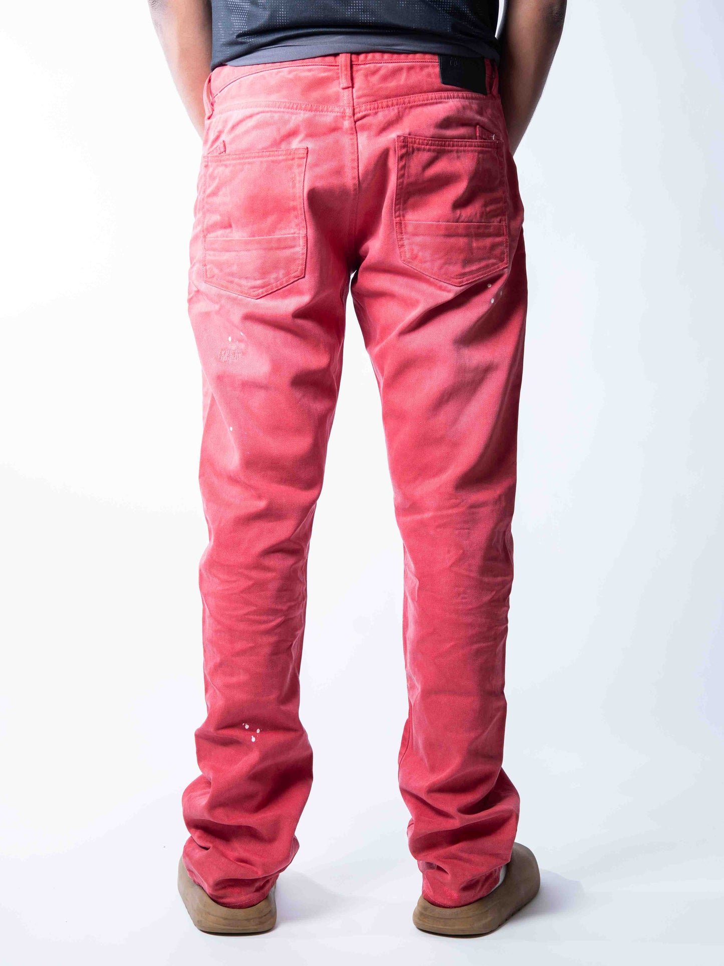 Prps Demon Distressed Denim Slim Straight Jeans Red