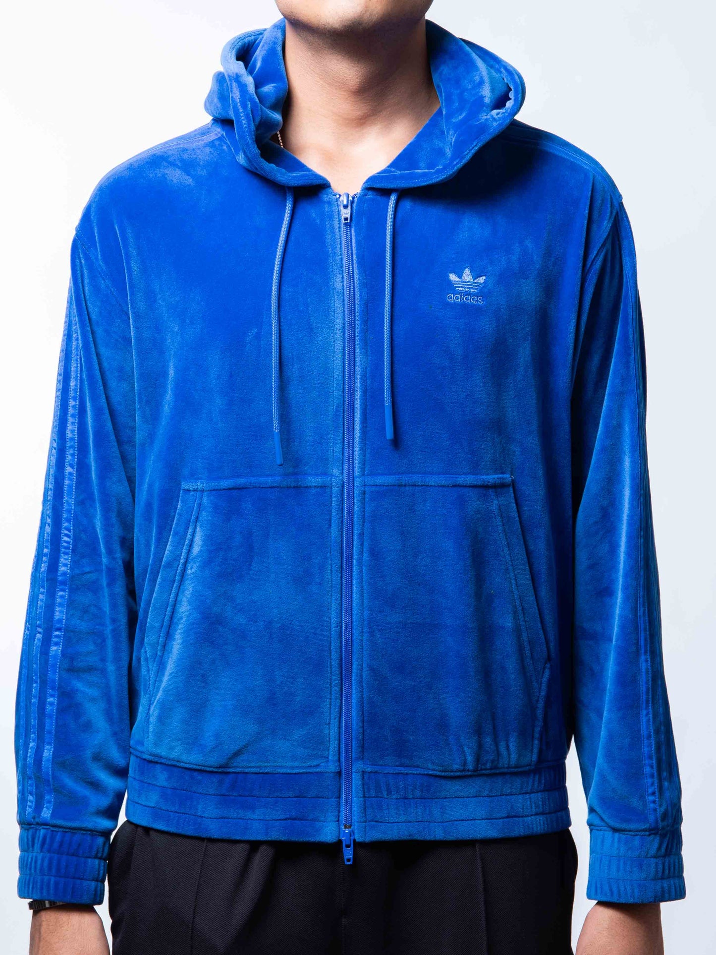 Adidas Originals Triple Blue Jeremy Scott Velour Hoodie