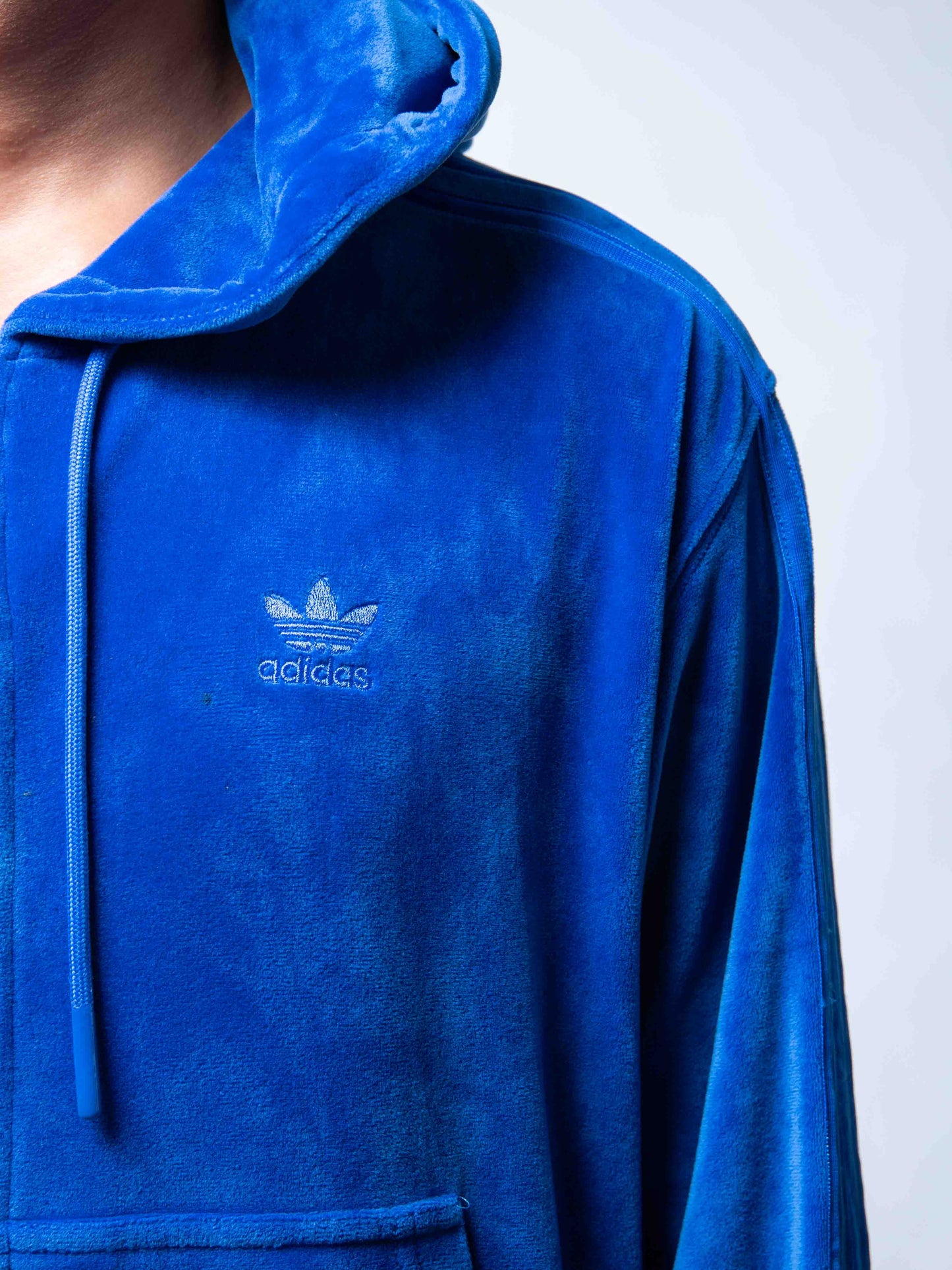 Adidas Originals Triple Blue Jeremy Scott Velour Hoodie