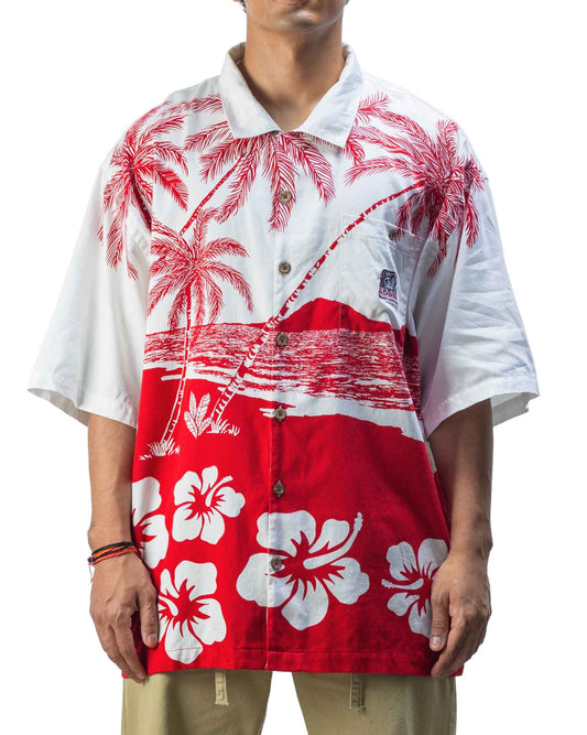 Vintage Chill Wear White Red Palm Tree Brach Shirt