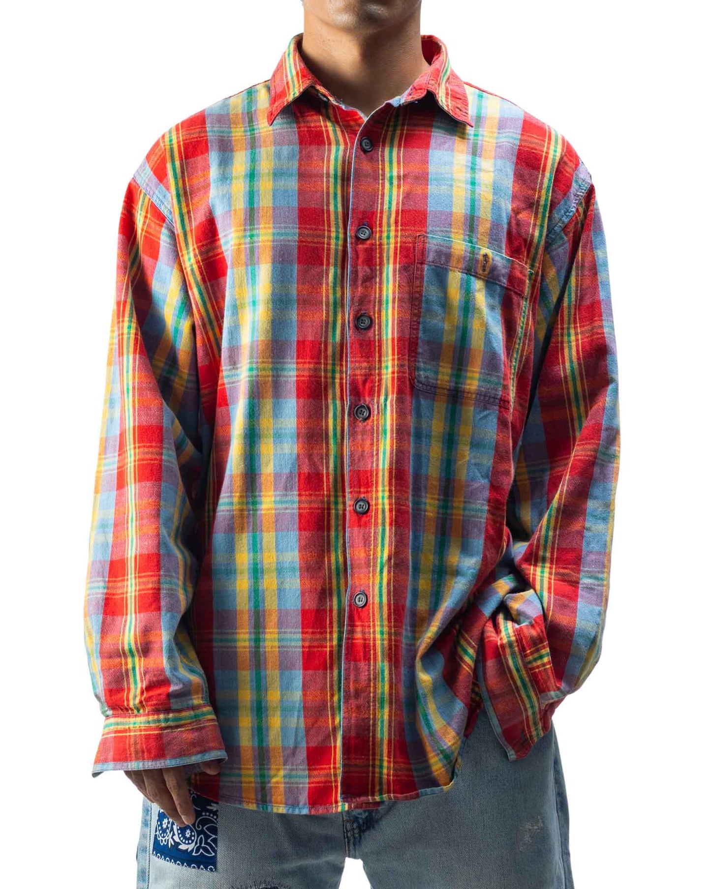 Vintage Paolo Negrato Flannel Shirt Orange/Blue/Yellow/Green