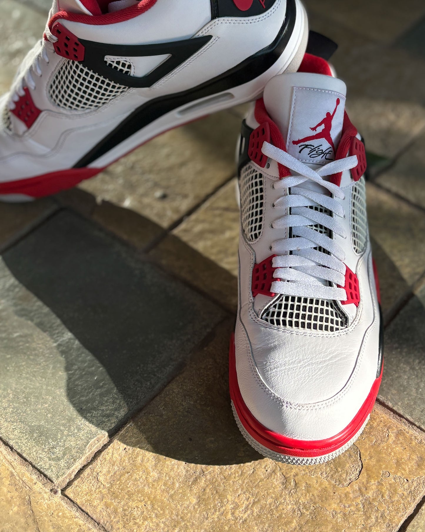 Air Jordan 4 Retro White/Red Black-Tech Grey