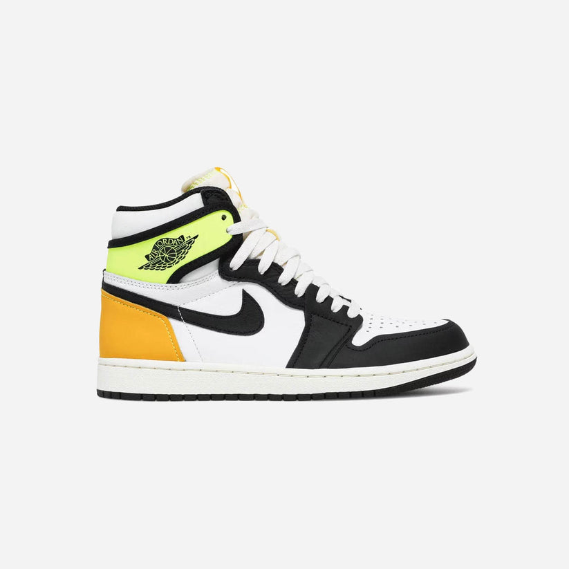 Jordan 1 Retro High White Black Volt University Gold (GS)