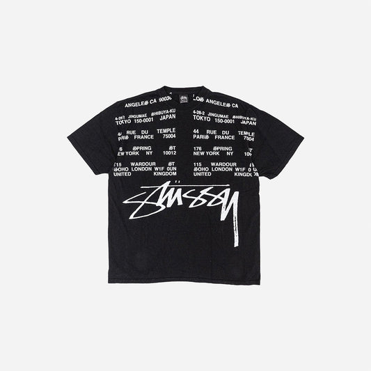 STUSSY LOCATIONS PIGMENT DYED T-SHIRT BLACK