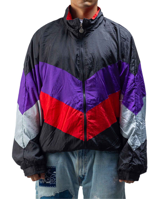 Vintage 90'S Round Two Colorblock Trackjacket Purple/Black/Red