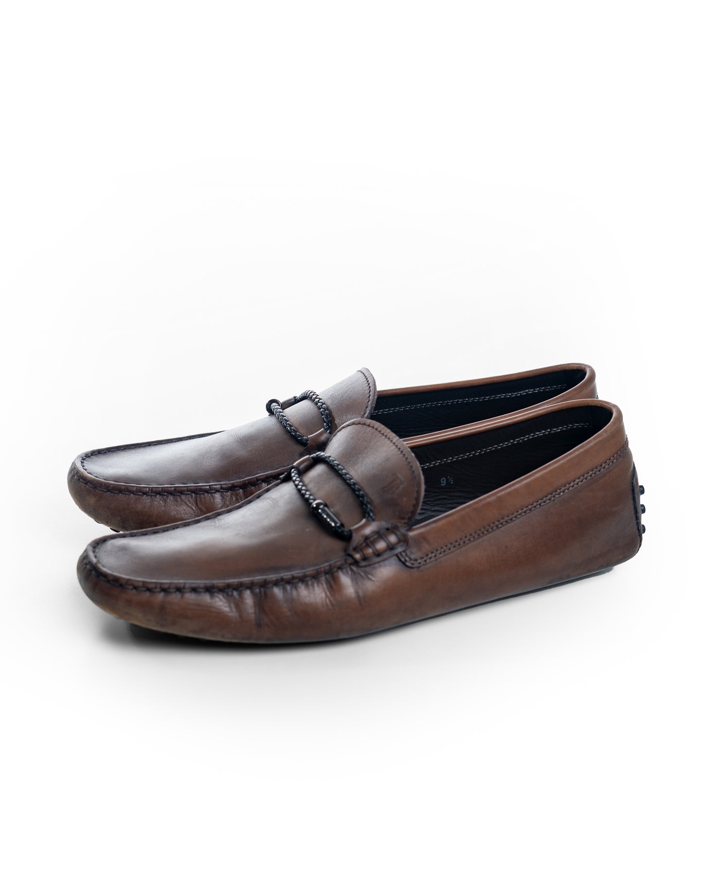 Tods Brown Leather Slip On Driving Loafers