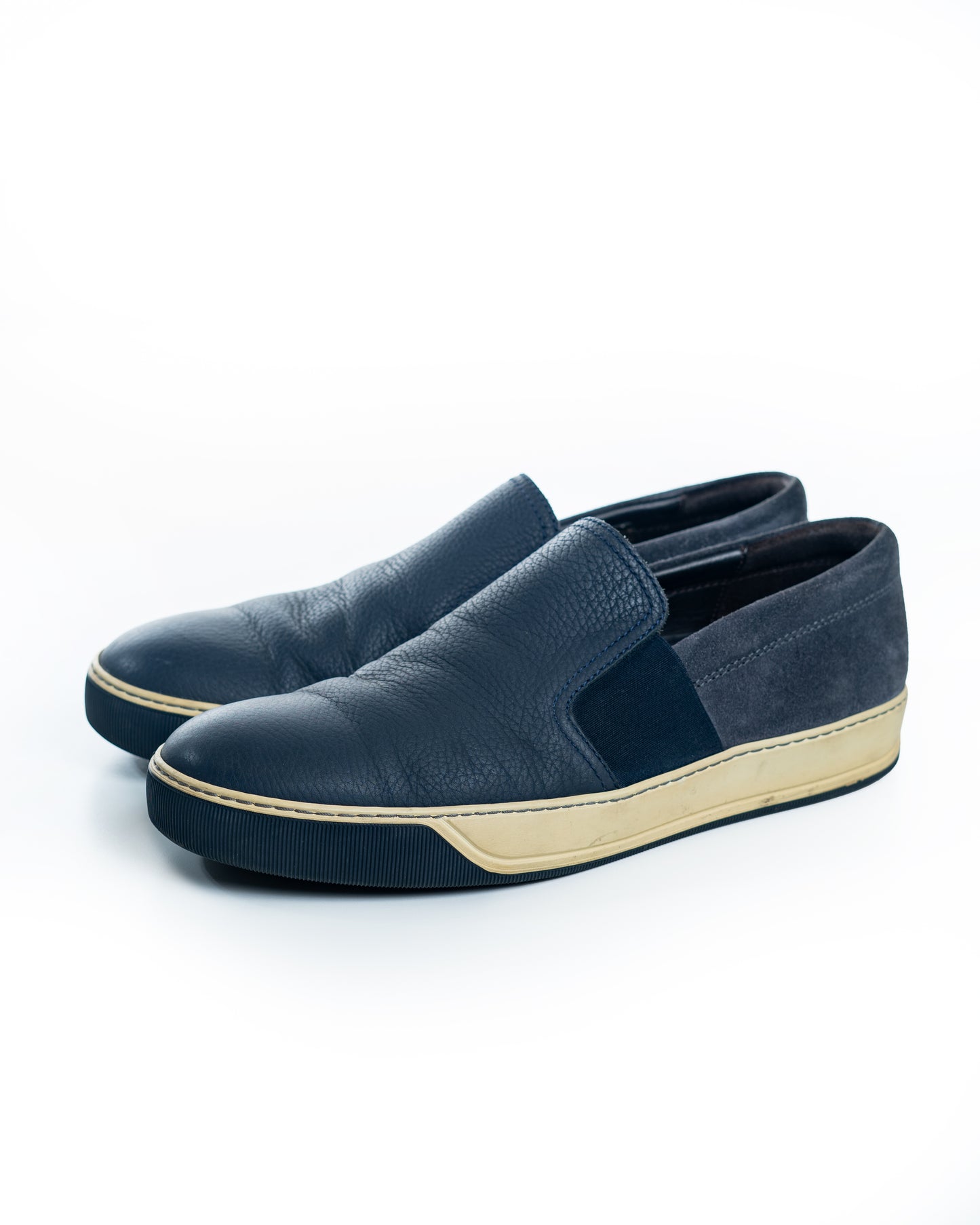 Lanvin Leather And Suede Slip-Ons