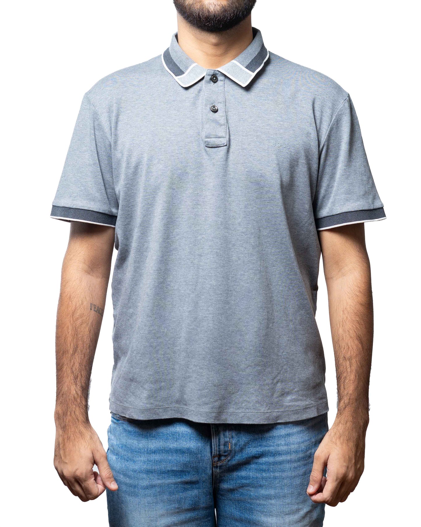 Boss Grey Slim Fit Polo T-Shirt