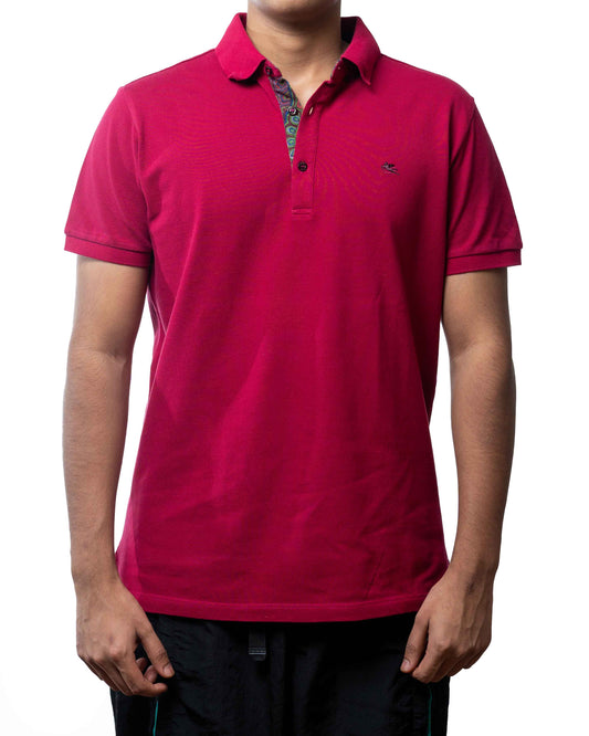 Etro Men Burgandy Solid Polo Shirt