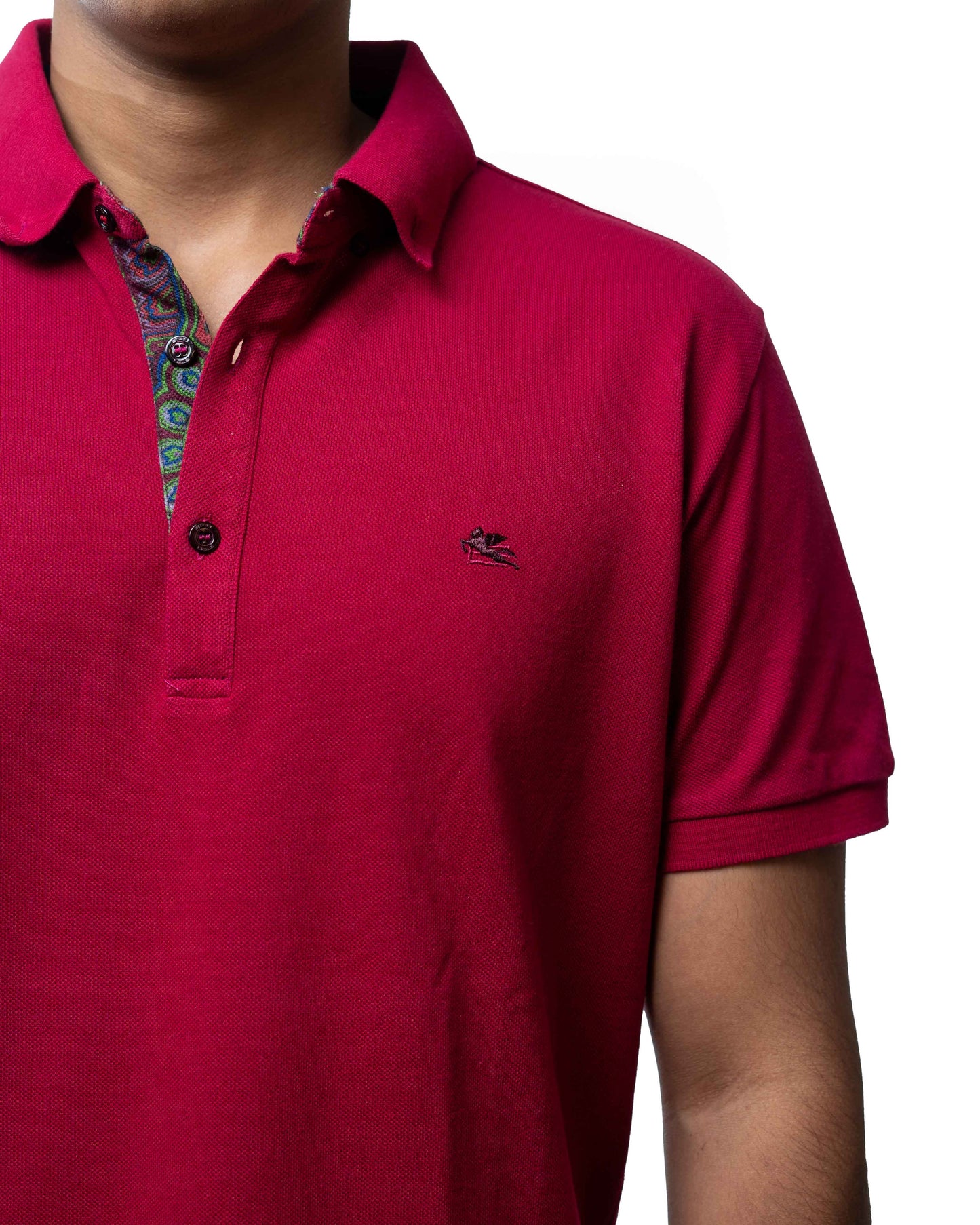 Etro Men Burgandy Solid Polo Shirt