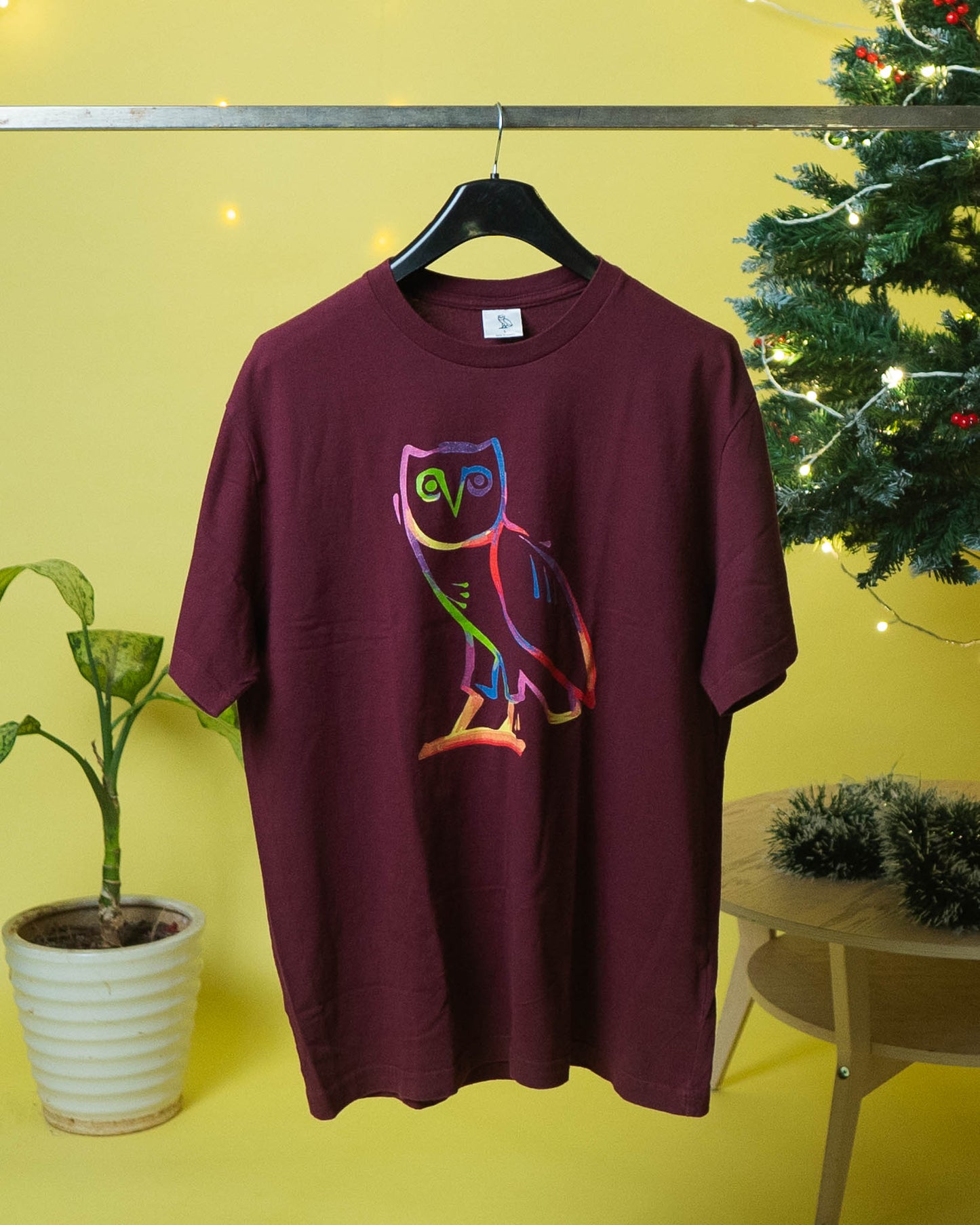 OVO Burgundy Watercolour T-Shirt