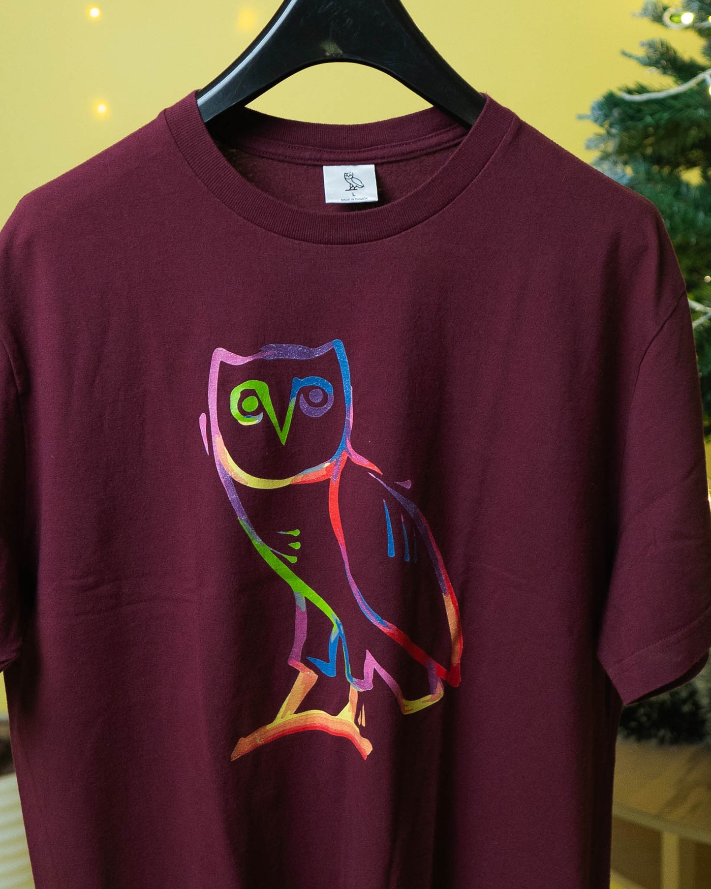 OVO Burgundy Watercolour T-Shirt