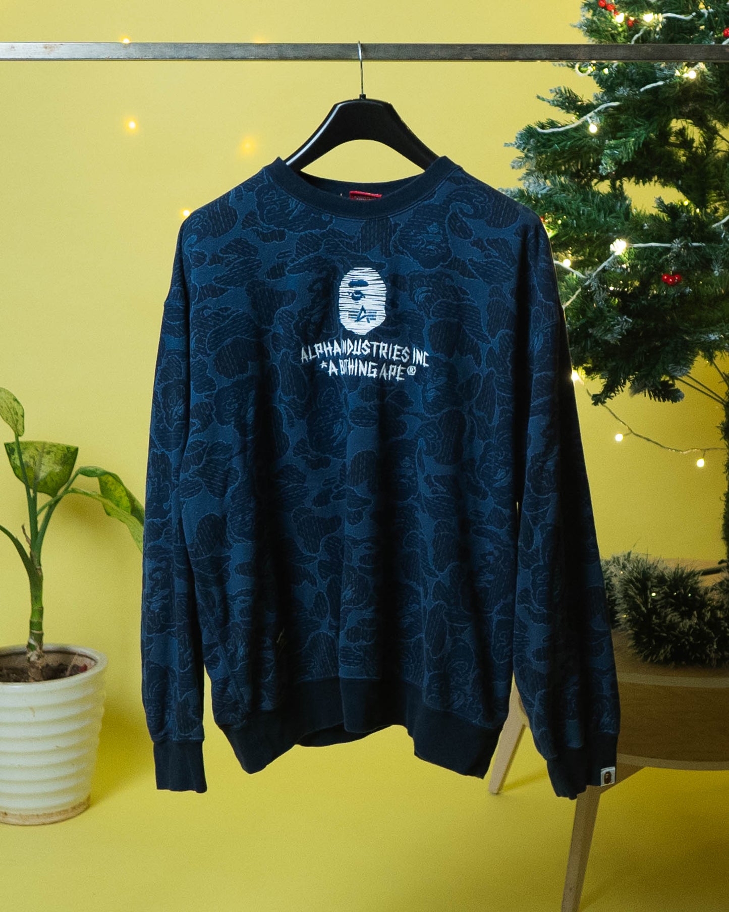 Bape x Alpha Industries Crewneck Sweater Navy