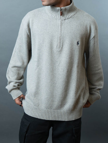 Polo Ralph Lauren Quarter-Zip Light Grey Sweater