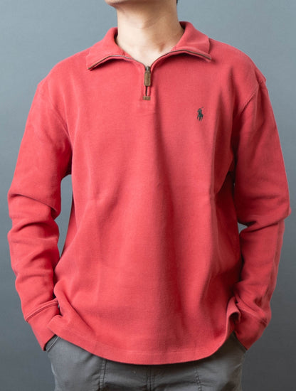 Polo Ralph Lauren Cotton Quarter-Zip Red Sweater