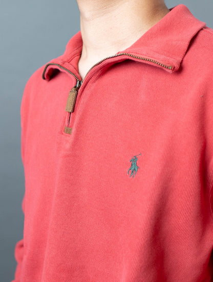 Polo Ralph Lauren Cotton Quarter-Zip Red Sweater