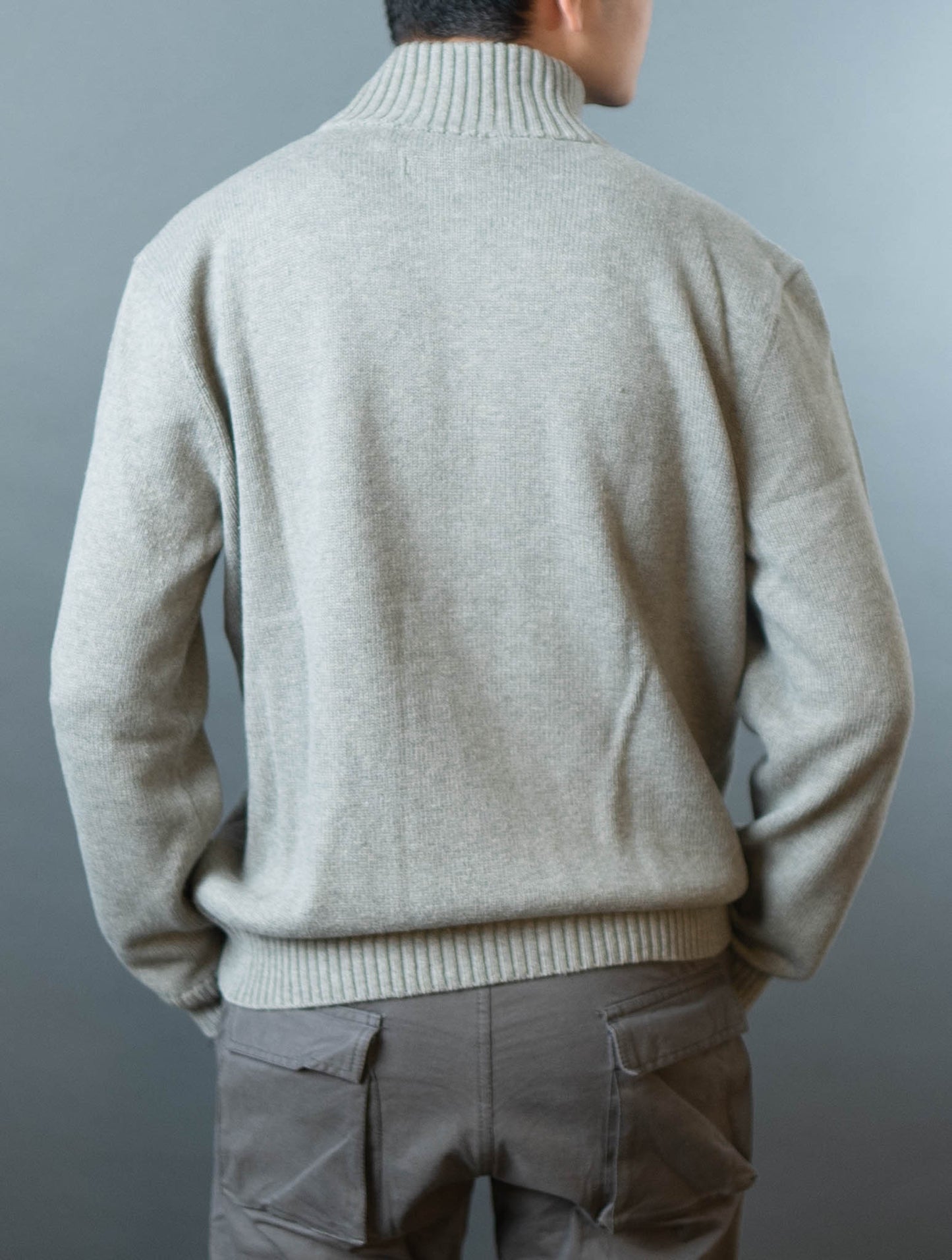 Polo Ralph Lauren Wool-Cotton Quarter-Zip Grey Sweater