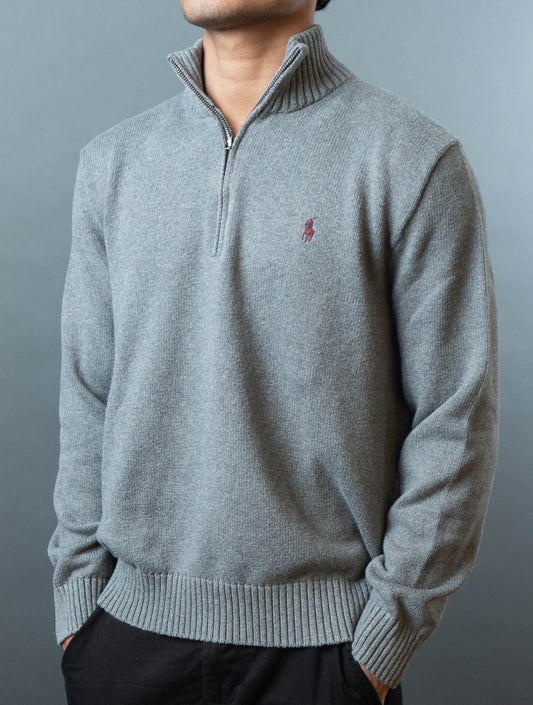 Polo Ralph Lauren Cable Knit Quarter-Zip Grey Sweater