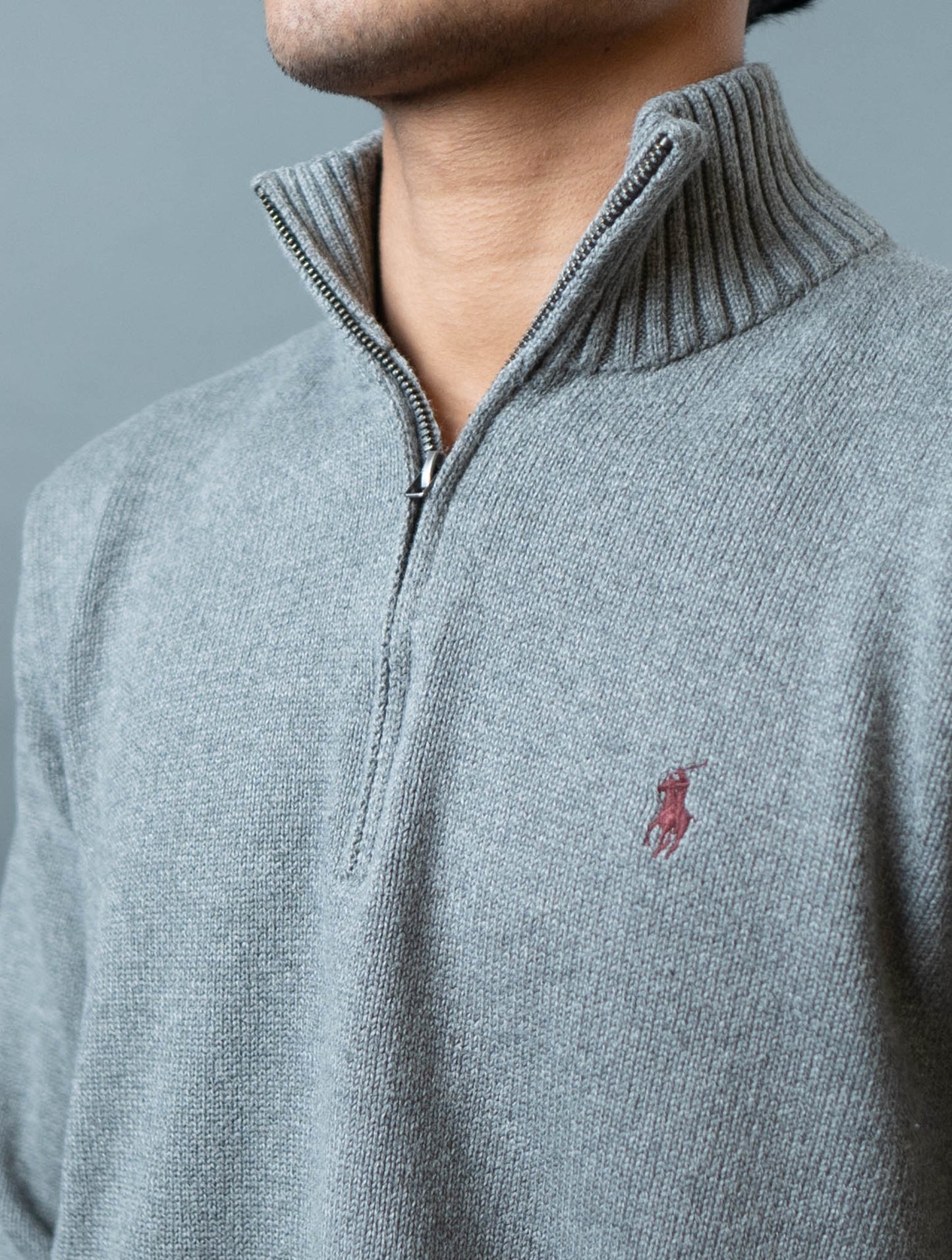 Polo Ralph Lauren Cable Knit Quarter-Zip Grey Sweater