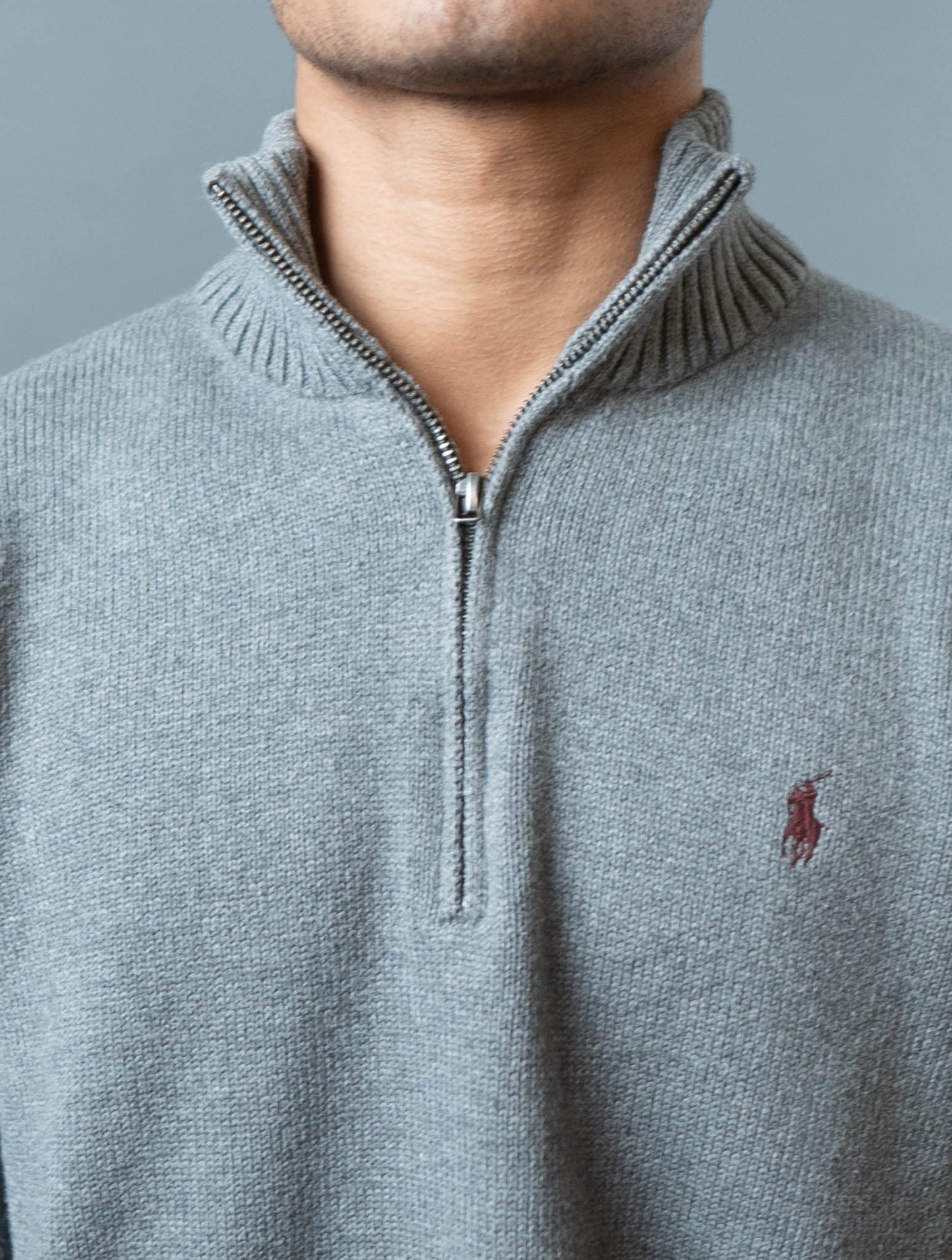 Polo Ralph Lauren Cable Knit Quarter-Zip Grey Sweater