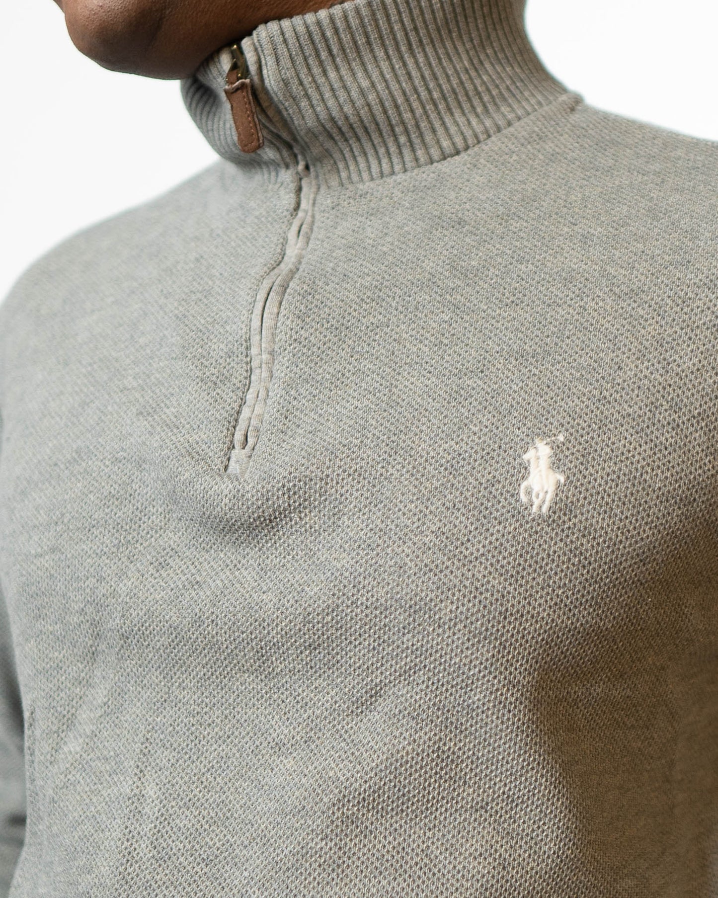 Polo Ralph Lauren Elbo Patches Long Sleeve Grey Sweater