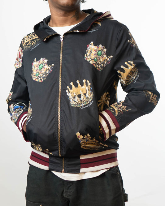 Dolce & Gabbana All Over Crown Zipped Jacket Hoodie