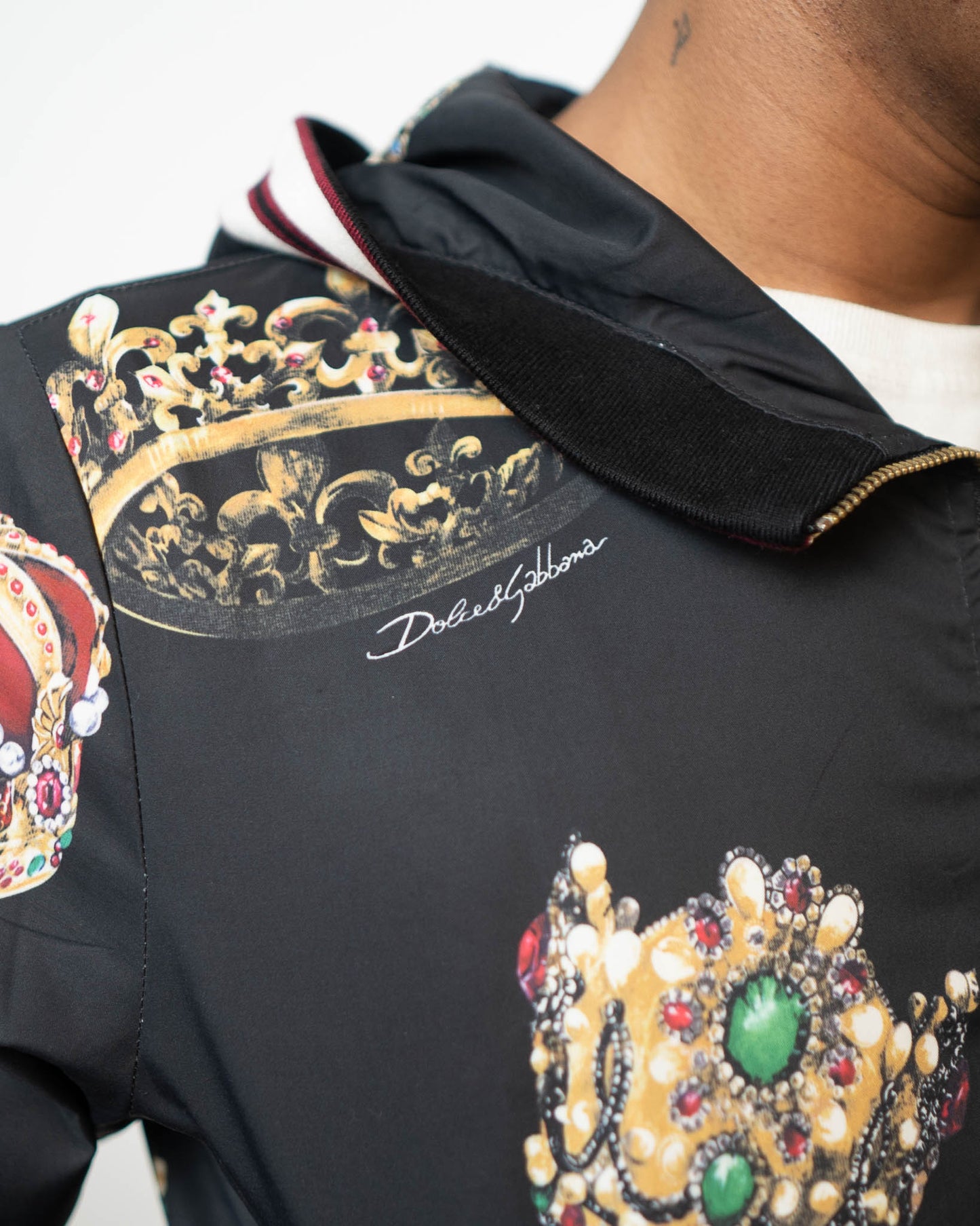 Dolce & Gabbana All Over Crown Zipped Jacket Hoodie