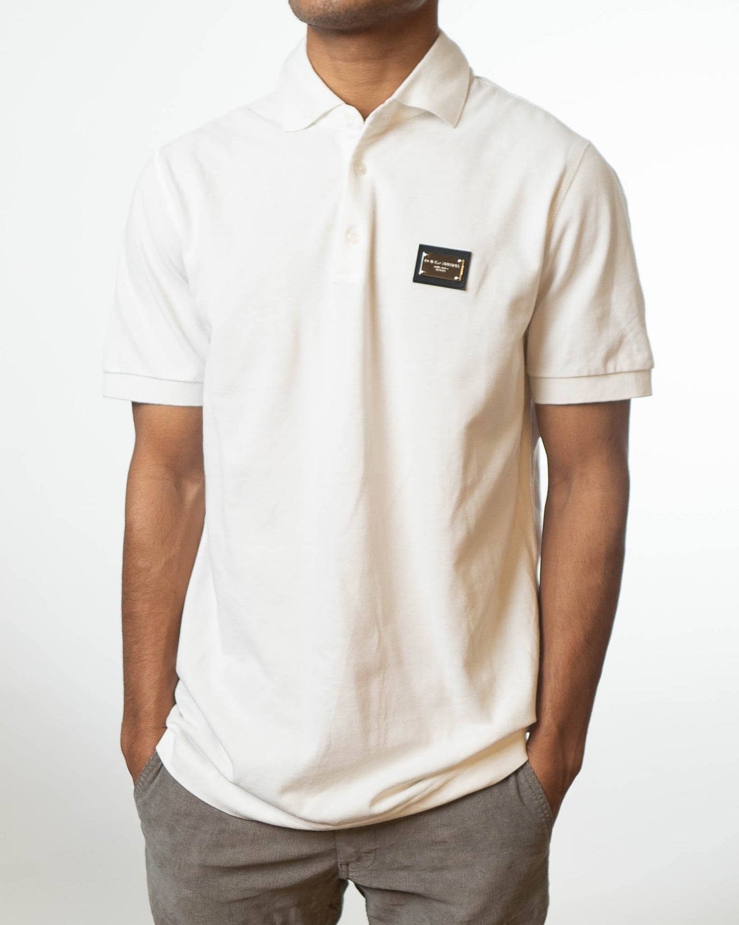 Dolce & Gabbana White DG Essential Polo T-Shirt