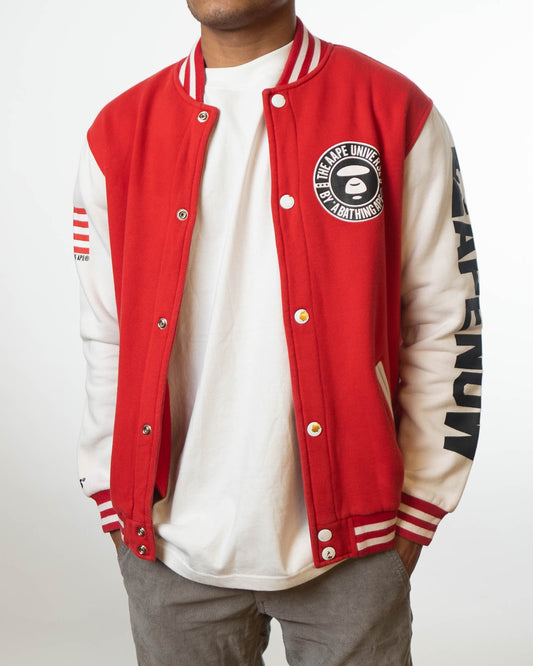 Aape By A Bathing Ape Flag And Logo Red Varsity Jacket