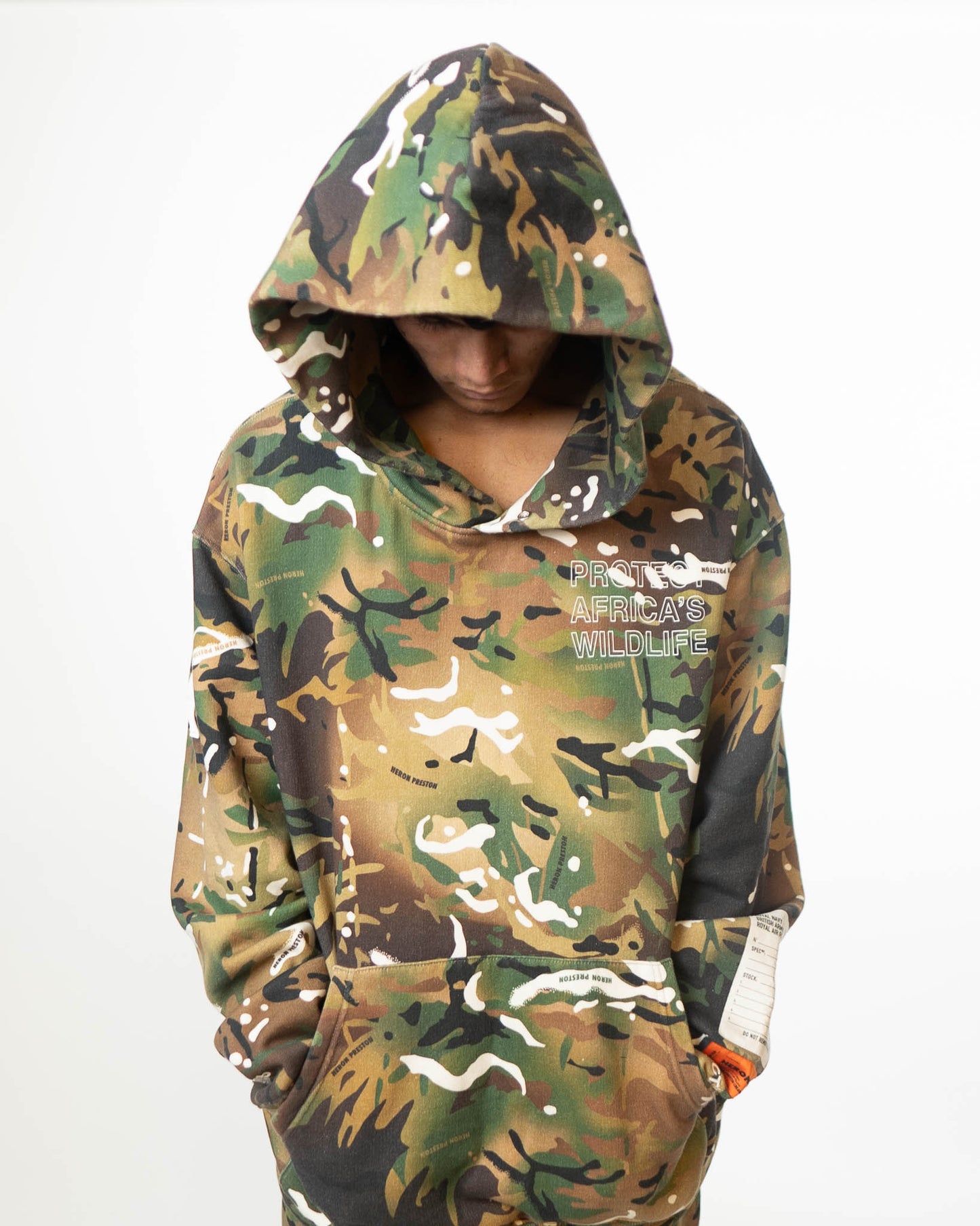 Heron Preston Camouflage Hoodie Sweatshirt