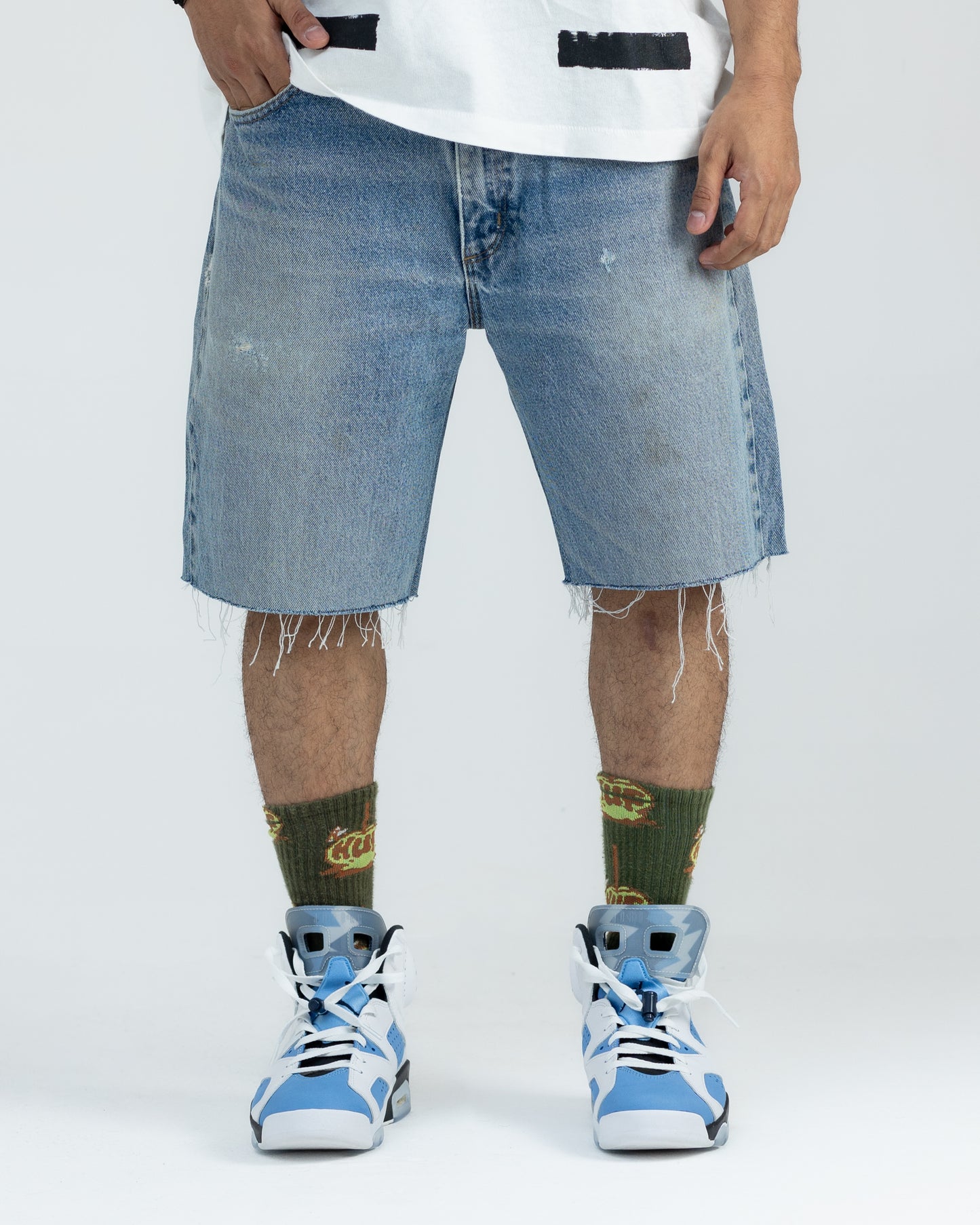 Vintage Carhartt Denim Shorts With Whiskers Mid Blue