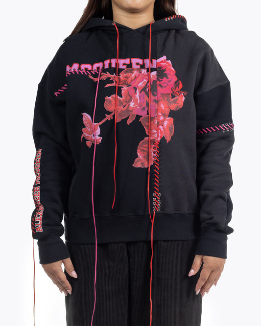 ALEXANDER MCQUEEN FLORAL LOGO SWEATSHIRT - BLACK