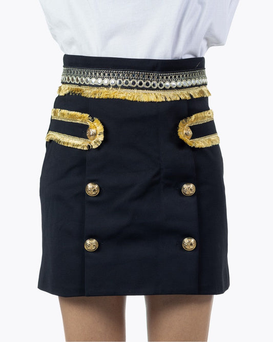 Flavio Castellani Black Golden Mini Skirt