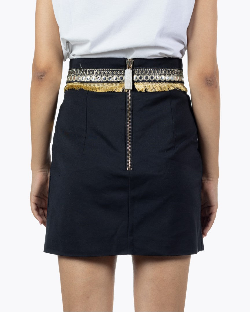 Flavio Castellani Black Golden Mini Skirt