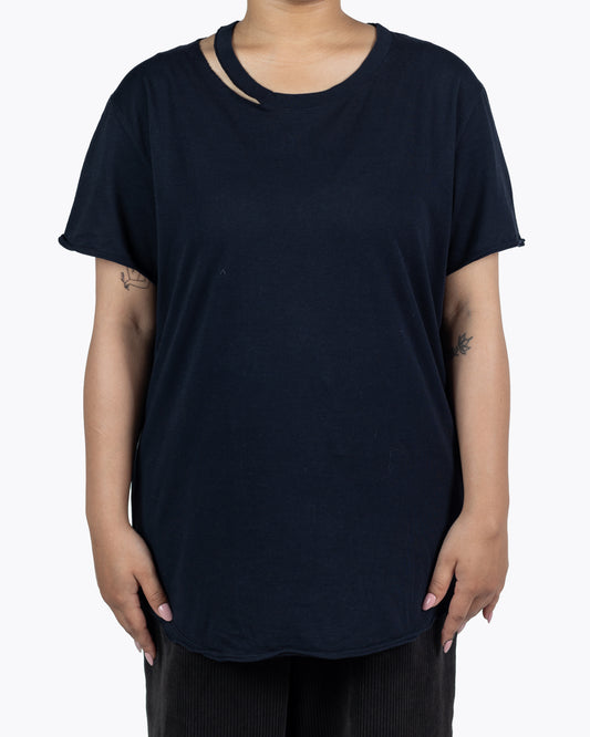 Alexender Mcqueen Distressed Black Cotton Tee