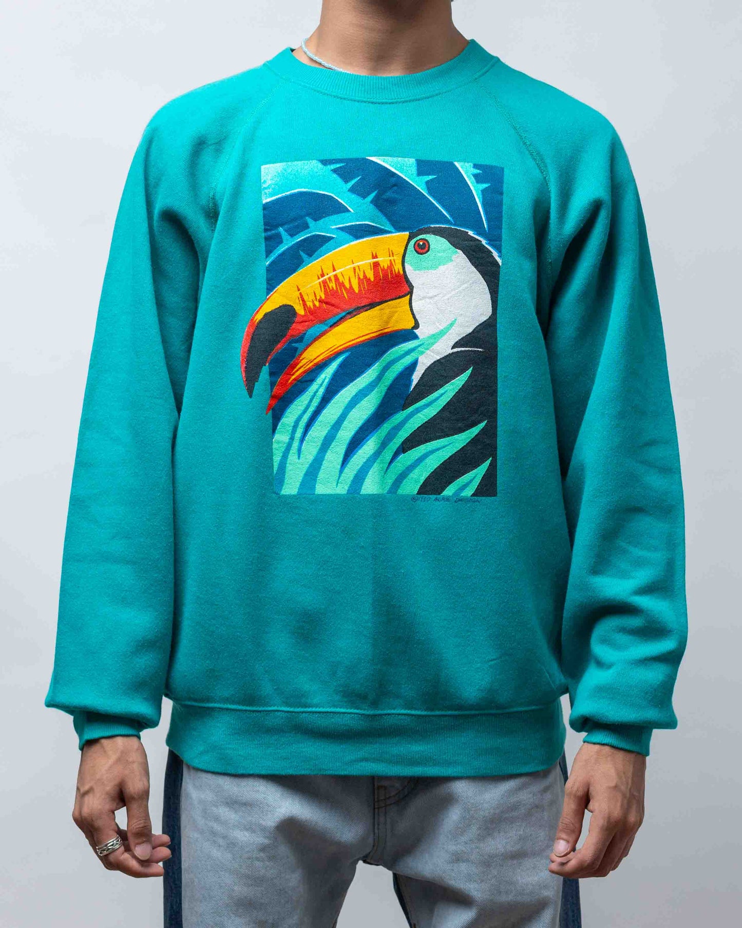 Vintage 1990 Trademarker Bird Crewneck Teal