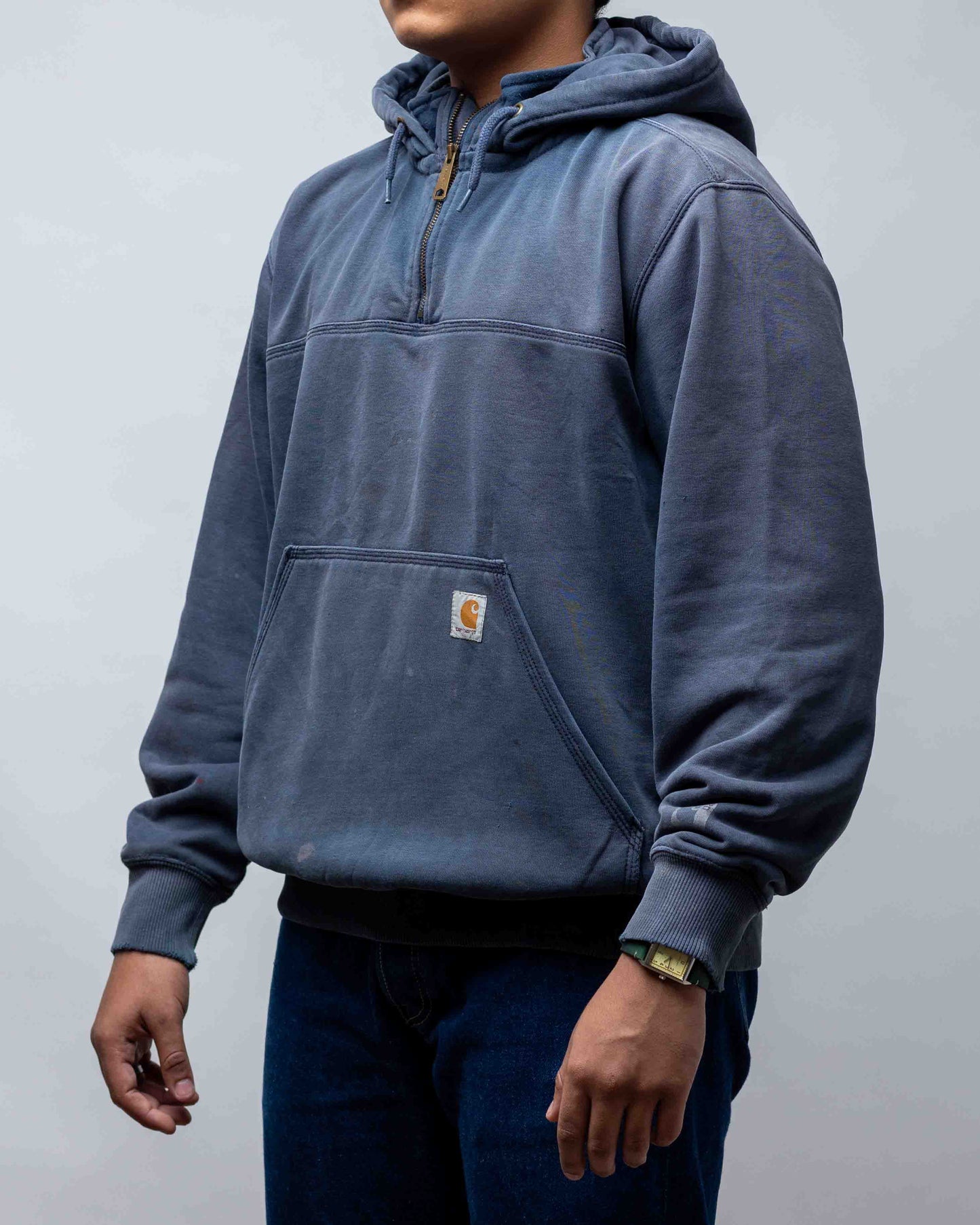 Faded And Thrashed Carhartt Rain Defender Quarter Zip Hoodie