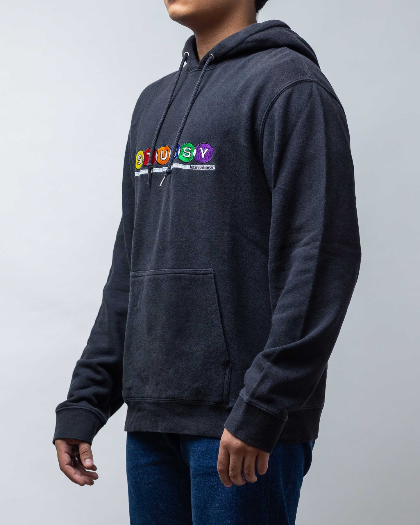 Stussy Chest Multicolor Ball Logo Embroidered Hoodie