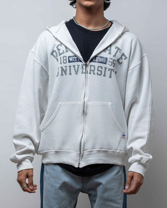 Vintage Penn State Russel Zipup Hoodie White