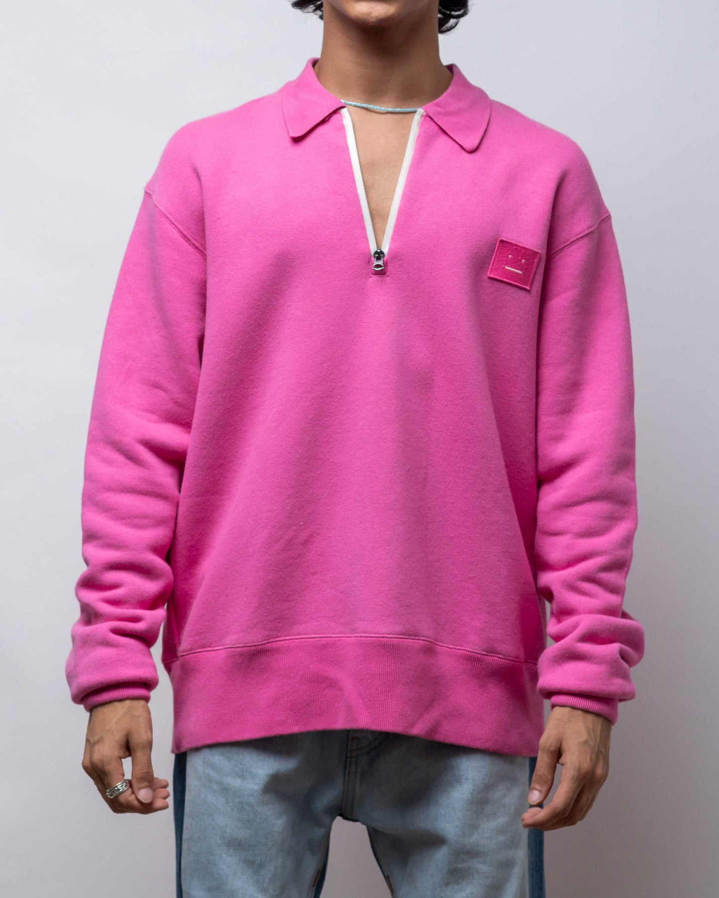 Acne Studios Pink Quarter Zip Collar Sweatshirt