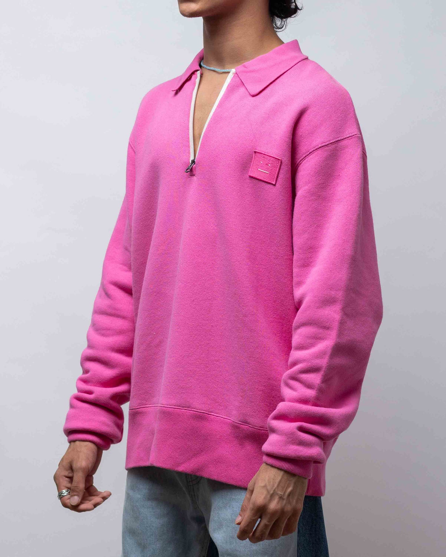 Acne Studios Pink Quarter Zip Collar Sweatshirt