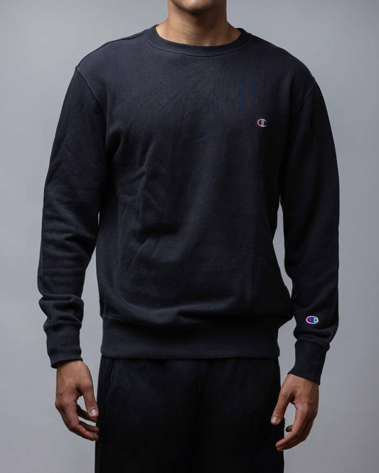 Champion Reverse Weave Chain Stitch Logo Crewneck Black