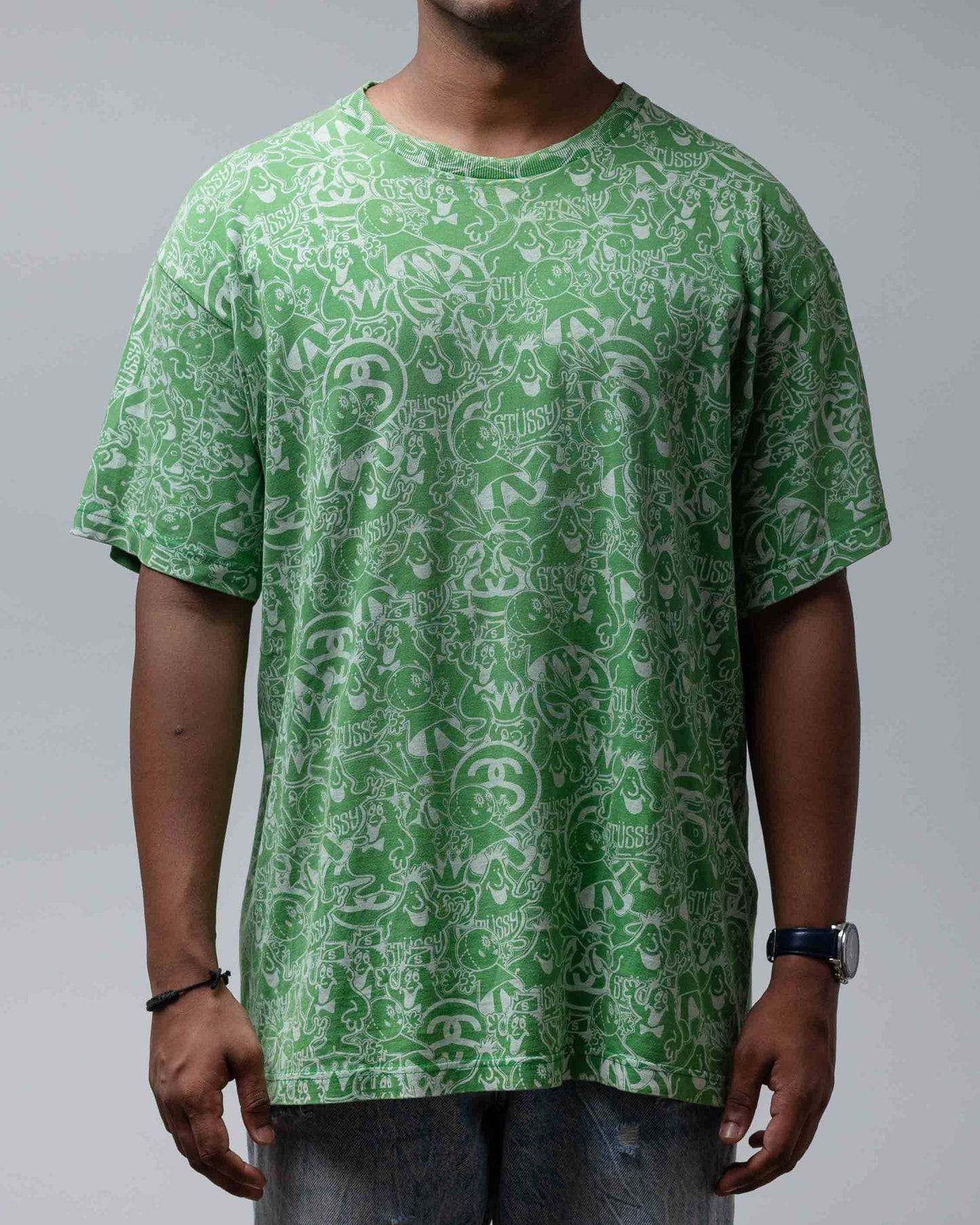 VINTAGE STUSSY AOP TEE GREEN