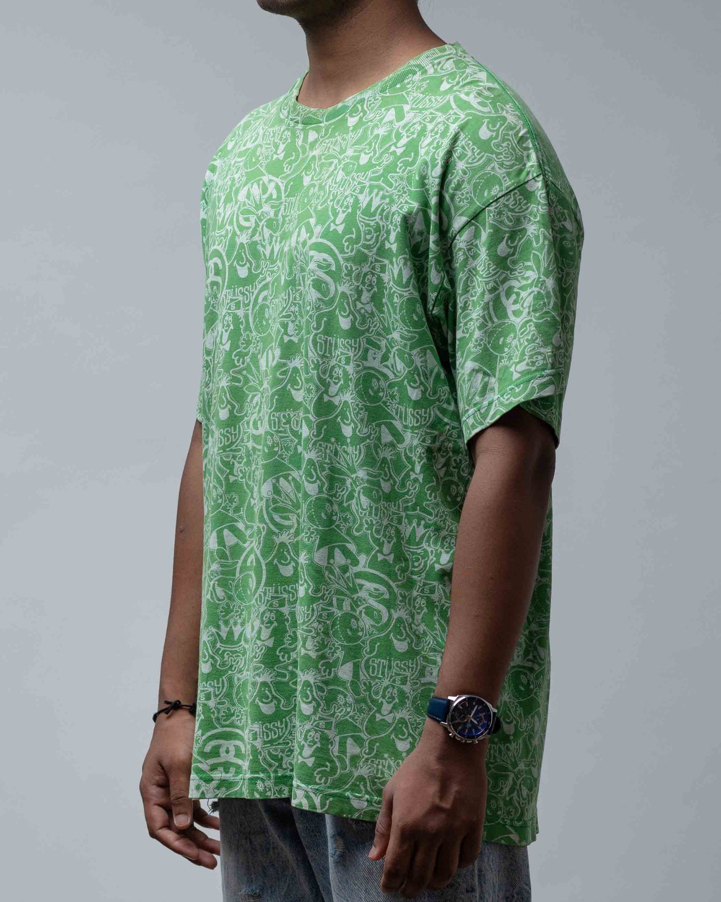 VINTAGE STUSSY AOP TEE GREEN